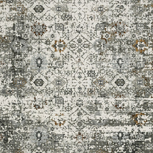 Homeroots 10' X 13' Ivory Grey Charcoal Rust Gold And Brown Oriental Power Loom Stain Resistant Area Rug  Polyester 508921