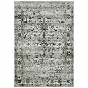 Homeroots 4' X 6' Gray And Ivory Oriental Power Loom Area Rug  Polyester 508923
