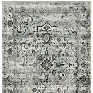 Homeroots 5' X 8' Ivory Grey Charcoal Blue And Taupe Oriental Power Loom Stain Resistant Area Rug  Polyester 508924