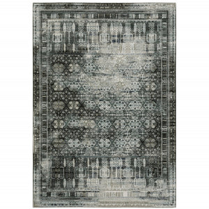 HomeRoots 2' X 8' Elegant Charcoal Grey Oriental Runner Rug - Stain Resistant, Durable for High-Traffic Areas 5' X 8' 508930