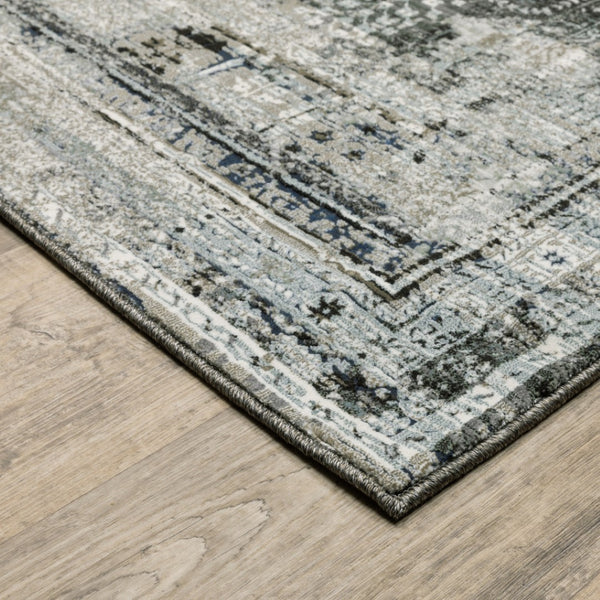HomeRoots 2' X 8' Elegant Charcoal Grey Oriental Runner Rug - Stain Resistant, Durable for High-Traffic Areas 5' X 8' 508930