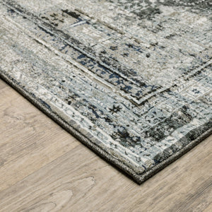 HomeRoots 2' X 8' Elegant Charcoal Grey Oriental Runner Rug - Stain Resistant, Durable for High-Traffic Areas 8' X 11' 508932