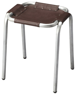 Butler Specialty Putnam Stylish Industrial Chic Stool - Handcrafted Canvas Design With Unique Zinc Finish For Your Space Multi,Color Canvas 5089330-butler