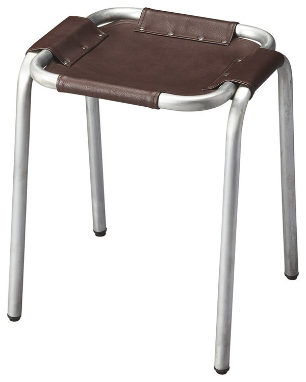 Butler Specialty Putnam Stylish Industrial Chic Stool - Handcrafted Canvas Design With Unique Zinc Finish For Your Space Multi,Color Canvas 5089330-butler