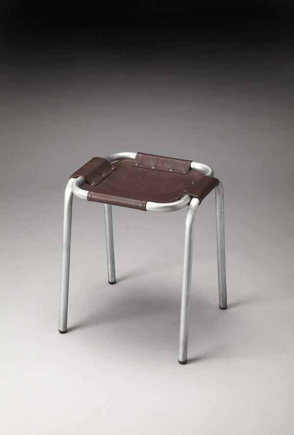 Butler Specialty Putnam Stylish Industrial Chic Stool - Handcrafted Canvas Design With Unique Zinc Finish For Your Space Multi,Color Canvas 5089330-butler