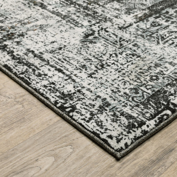 HomeRoots 2' X 8' Elegant Charcoal and Rust Oriental Runner Rug – Stain Resistant, Durable, Perfect for Hallways 5' X 8' 508936