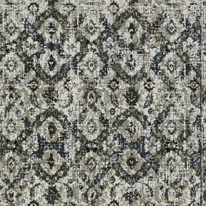 HomeRoots 2' Timeless Oriental Power Loom Runner Rug in Ivory Charcoal Grey Blue Rust Gold for Busy Homes 10' X 13' 508945