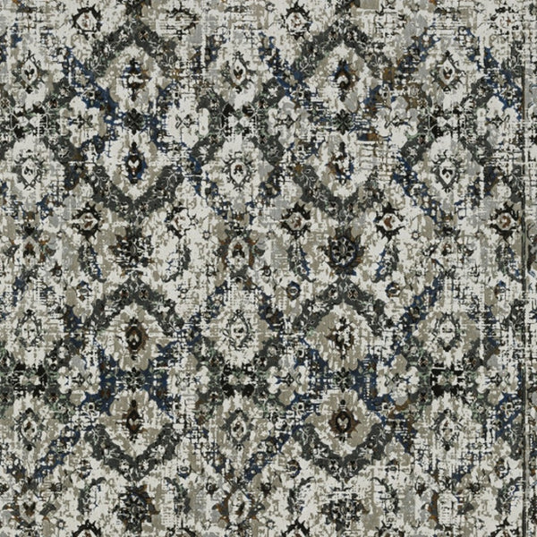 HomeRoots 2' Timeless Oriental Power Loom Runner Rug in Ivory Charcoal Grey Blue Rust Gold for Busy Homes 10' X 13' 508945
