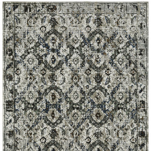HomeRoots 2' Timeless Oriental Power Loom Runner Rug in Ivory Charcoal Grey Blue Rust Gold for Busy Homes 10' X 13' 508945