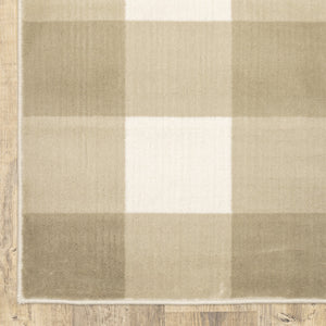 Homeroots 2' X 8' Beige And Ivory Geometric Power Loom Stain Resistant Runner Rug Beige,Ivory Polypropylene 508946