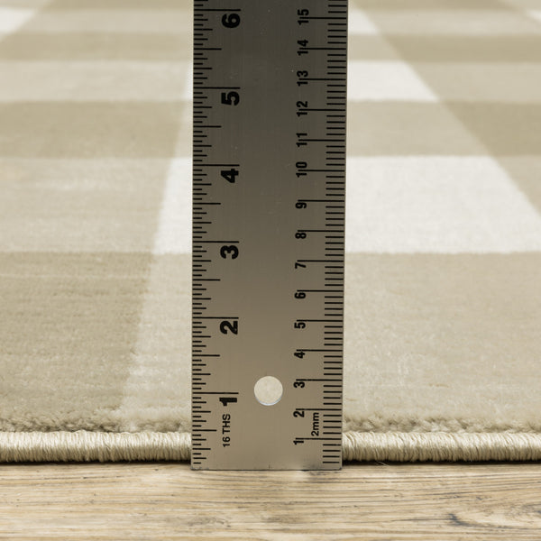 Homeroots 2' X 8' Beige And Ivory Geometric Power Loom Stain Resistant Runner Rug Beige,Ivory Polypropylene 508946