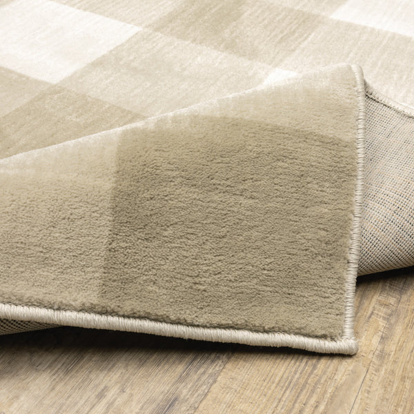 Homeroots 2' X 8' Beige And Ivory Geometric Power Loom Stain Resistant Runner Rug Beige,Ivory Polypropylene 508946