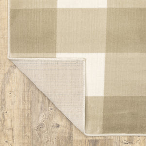 Homeroots 6' X 9' Beige And Ivory Geometric Power Loom Stain Resistant Area Rug Beige,Ivory Polypropylene 508949