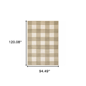 Homeroots 8' X 10' Beige And Ivory Geometric Power Loom Stain Resistant Area Rug Beige,Ivory Polypropylene 508950