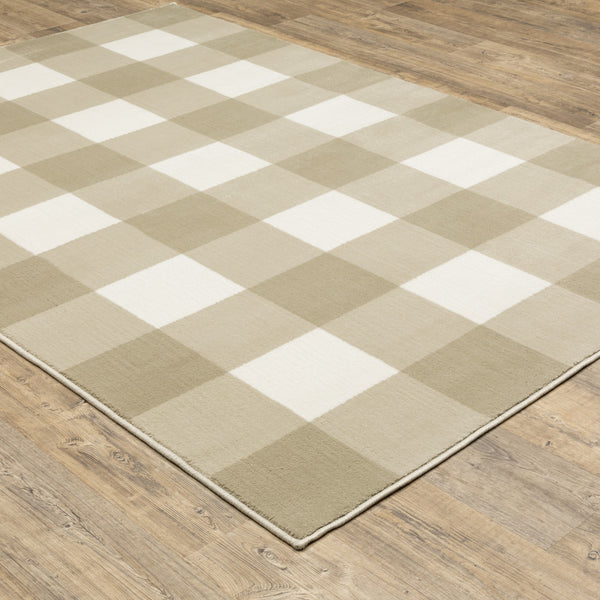 Homeroots 8' X 10' Beige And Ivory Geometric Power Loom Stain Resistant Area Rug Beige,Ivory Polypropylene 508950