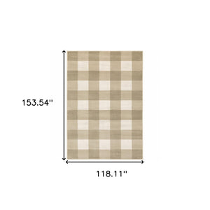Homeroots 10' X 13' Beige And Ivory Geometric Power Loom Area Rug Beige,Ivory Polypropylene 508951