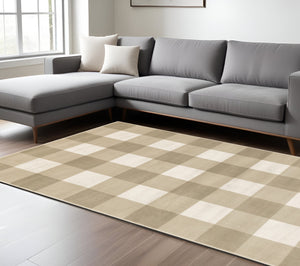 Homeroots 10' X 13' Beige And Ivory Geometric Power Loom Area Rug Beige,Ivory Polypropylene 508951