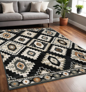 HomeRoots 5' Southwestern-Inspired Area Rug - Stylish Stain-Resistant Design for High-Traffic Living Spaces 5' X 7' 508957