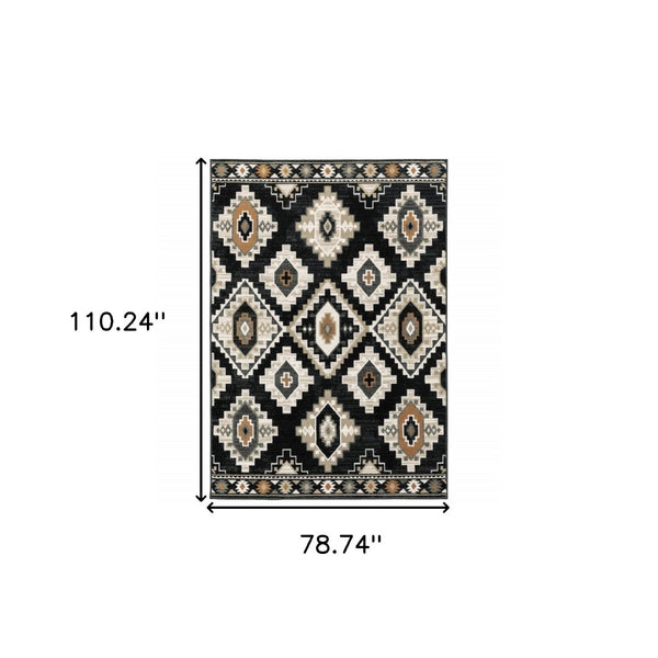 HomeRoots 5' Southwestern-Inspired Area Rug - Stylish Stain-Resistant Design for High-Traffic Living Spaces 7' X 9' 508958