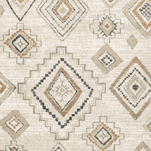 HomeRoots 5' Southwestern Area Rug in Ivory, Orange, Tan, Black & Grey - Durable, Stain-Resistant Design for Any Room 7' X 9' 508970