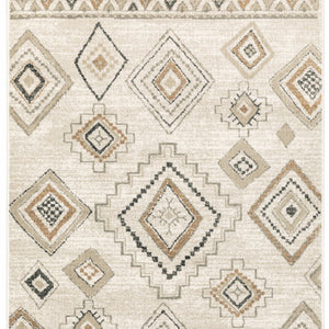HomeRoots 5' Southwestern Area Rug in Ivory, Orange, Tan, Black & Grey - Durable, Stain-Resistant Design for Any Room 7' X 9' 508970