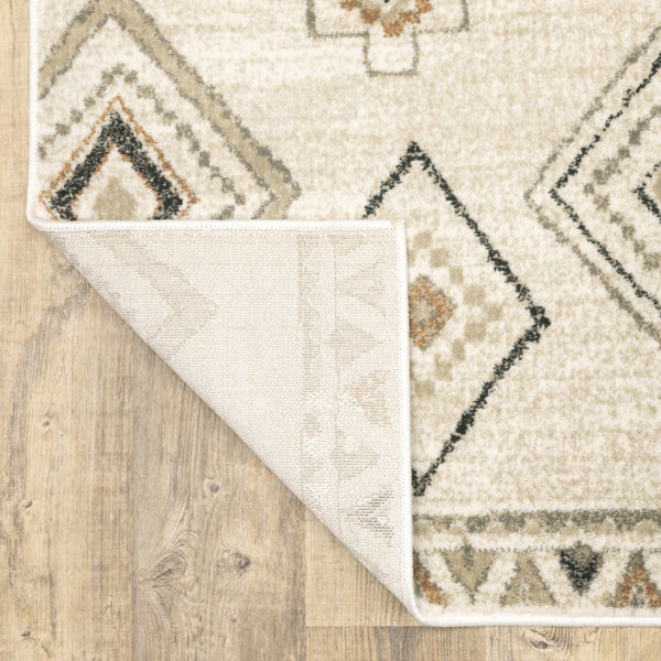 HomeRoots 5' Southwestern Area Rug in Ivory, Orange, Tan, Black & Grey - Durable, Stain-Resistant Design for Any Room 8' X 10' 508971