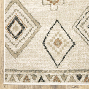 HomeRoots 5' Southwestern Area Rug in Ivory, Orange, Tan, Black & Grey - Durable, Stain-Resistant Design for Any Room 8' X 10' 508971