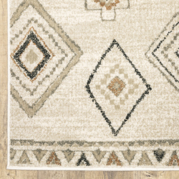 HomeRoots 5' Southwestern Area Rug in Ivory, Orange, Tan, Black & Grey - Durable, Stain-Resistant Design for Any Room 10' X 13' 508972