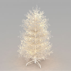 English Elm 4FT Aspen Fir Pre-Lit Artificial Christmas Tree with 280 Snow-Flocked Tips & 230 Warm White LEDs, Lightweight Hinged Frame for Home & Party Decor N704P326835A