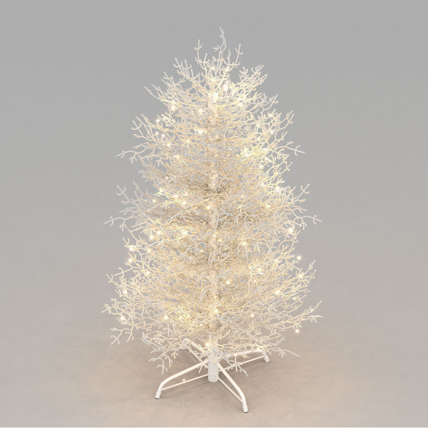 English Elm 4FT Aspen Fir Pre-Lit Artificial Christmas Tree with 280 Snow-Flocked Tips & 230 Warm White LEDs, Lightweight Hinged Frame for Home & Party Decor N704P326835A
