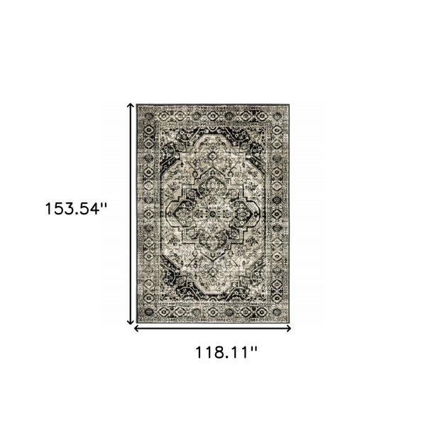 Homeroots 10' X 13' Gray And Ivory Oriental Power Loom Area Rug  Polypropylene 508978