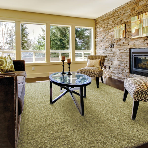 HomeRoots 10' Olive Green Shag Tufted Handmade Area Rug - Plush, Stain-Resistant Comfort for Any Room 3' x 5' 508986