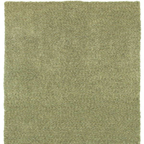 Homeroots 3' X 5' Olive Green Shag Tufted Handmade Stain Resistant Area Rug Green Polyester 508986