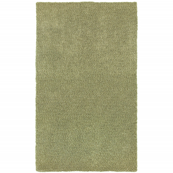 Homeroots 5' X 7' Olive Green Shag Tufted Handmade Stain Resistant Area Rug Green Polyester 508987