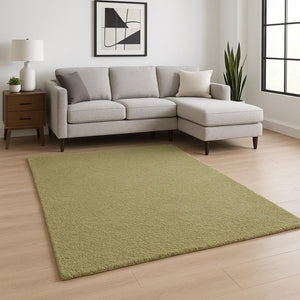 HomeRoots 10' Olive Green Shag Tufted Handmade Area Rug - Plush, Stain-Resistant Comfort for Any Room 6' X 9' 508988