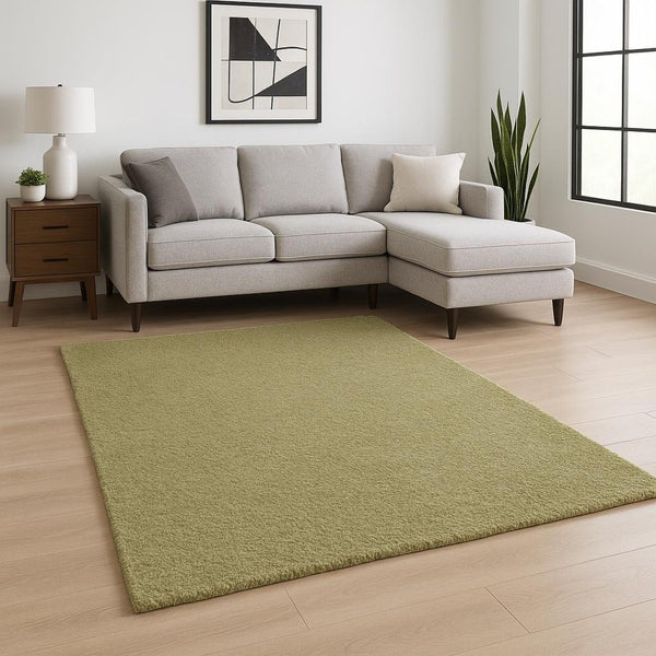 HomeRoots 10' Olive Green Shag Tufted Handmade Area Rug - Plush, Stain-Resistant Comfort for Any Room 6' X 9' 508988