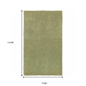 Homeroots 6' X 9' Olive Green Shag Tufted Handmade Stain Resistant Area Rug Green Polyester 508988