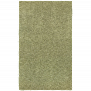 Homeroots 8' X 11' Olive Green Shag Tufted Handmade Stain Resistant Area Rug Green Polyester 508989