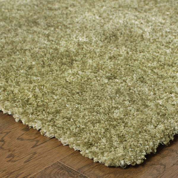 Homeroots 8' X 11' Olive Green Shag Tufted Handmade Stain Resistant Area Rug Green Polyester 508989