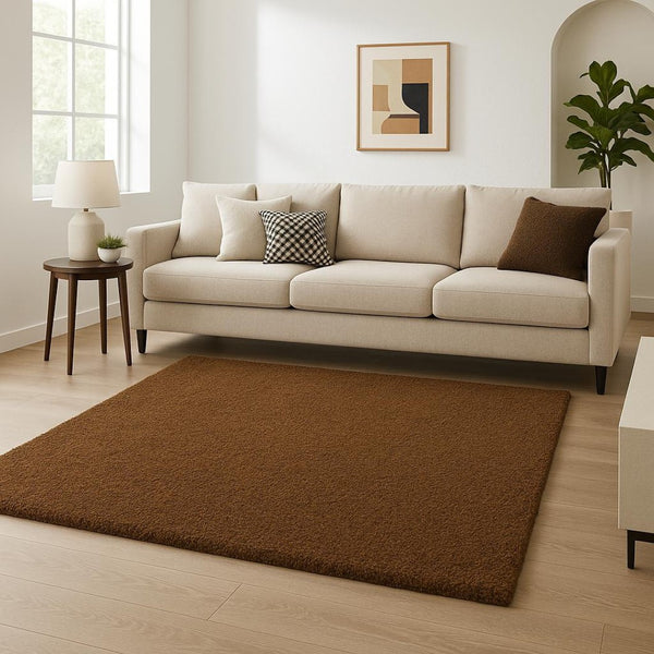 HomeRoots 10' Handmade Brown Shag Tufted Area Rug - Plush, Stain Resistant, Ideal for Living and Family Rooms 10' X 13' 508990