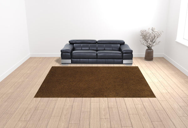 Homeroots 10' X 13' Brown Shag Tufted Handmade Stain Resistant Area Rug Brown Polyester 508990