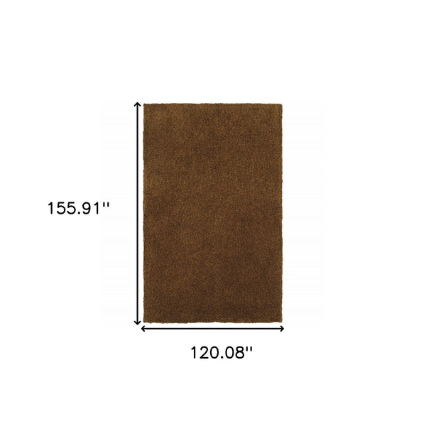 Homeroots 10' X 13' Brown Shag Tufted Handmade Stain Resistant Area Rug Brown Polyester 508990