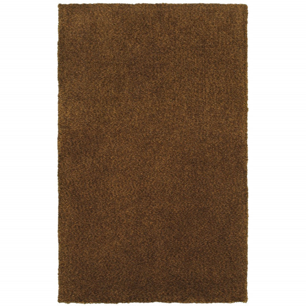 HomeRoots 10' Handmade Brown Shag Tufted Area Rug - Plush, Stain Resistant, Ideal for Living and Family Rooms 5' X 7' 508992