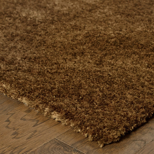 HomeRoots 10' Handmade Brown Shag Tufted Area Rug - Plush, Stain Resistant, Ideal for Living and Family Rooms 5' X 7' 508992
