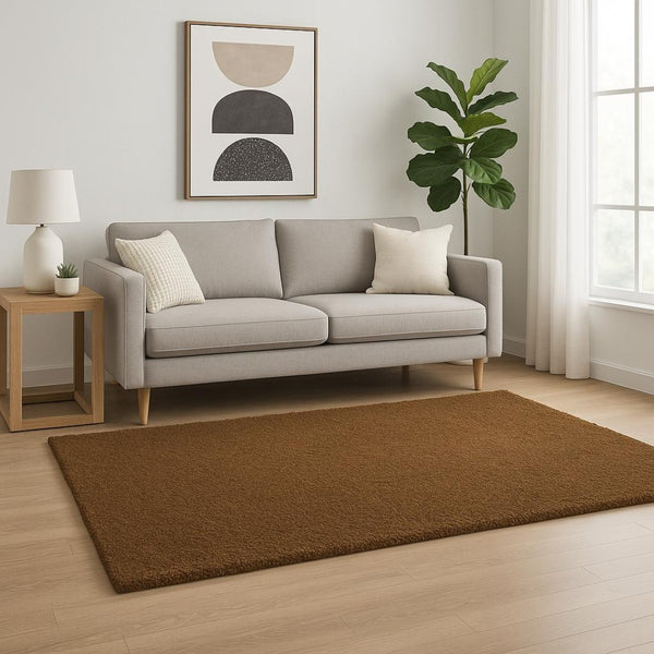 HomeRoots 10' Handmade Brown Shag Tufted Area Rug - Plush, Stain Resistant, Ideal for Living and Family Rooms 5' X 7' 508992