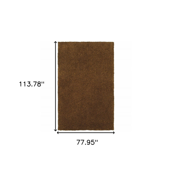 Homeroots 6' X 9' Brown Shag Tufted Handmade Stain Resistant Area Rug Brown Polyester 508993