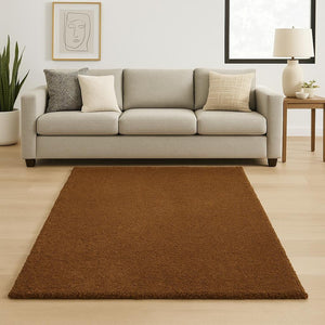 HomeRoots 10' Handmade Brown Shag Tufted Area Rug - Plush, Stain Resistant, Ideal for Living and Family Rooms 6' X 9' 508993