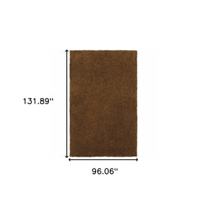 Homeroots 8' X 11' Brown Shag Tufted Handmade Stain Resistant Area Rug Brown Polyester 508994