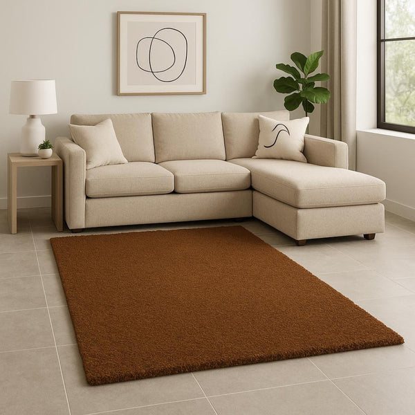 HomeRoots 10' Handmade Brown Shag Tufted Area Rug - Plush, Stain Resistant, Ideal for Living and Family Rooms 8' X 11' 508994