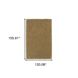 Homeroots 10' X 13' Rich Gold Shag Tufted Handmade Stain Resistant Area Rug Gold Polyester 508995